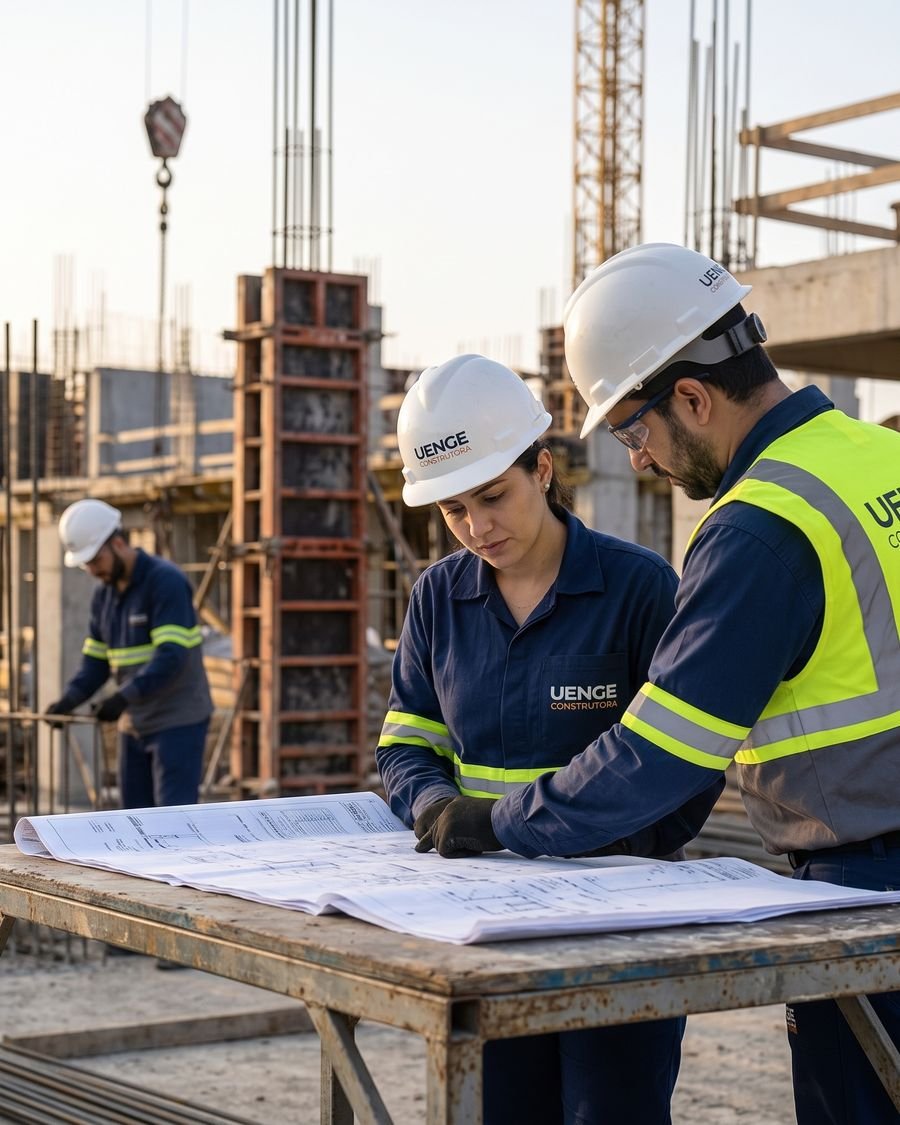 Equipe da Uenge Construtora em obra
